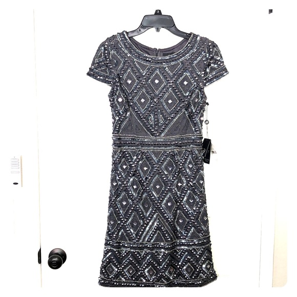 Adrianna Papell beaded sequin cocktail dress - Picture 2 of 10